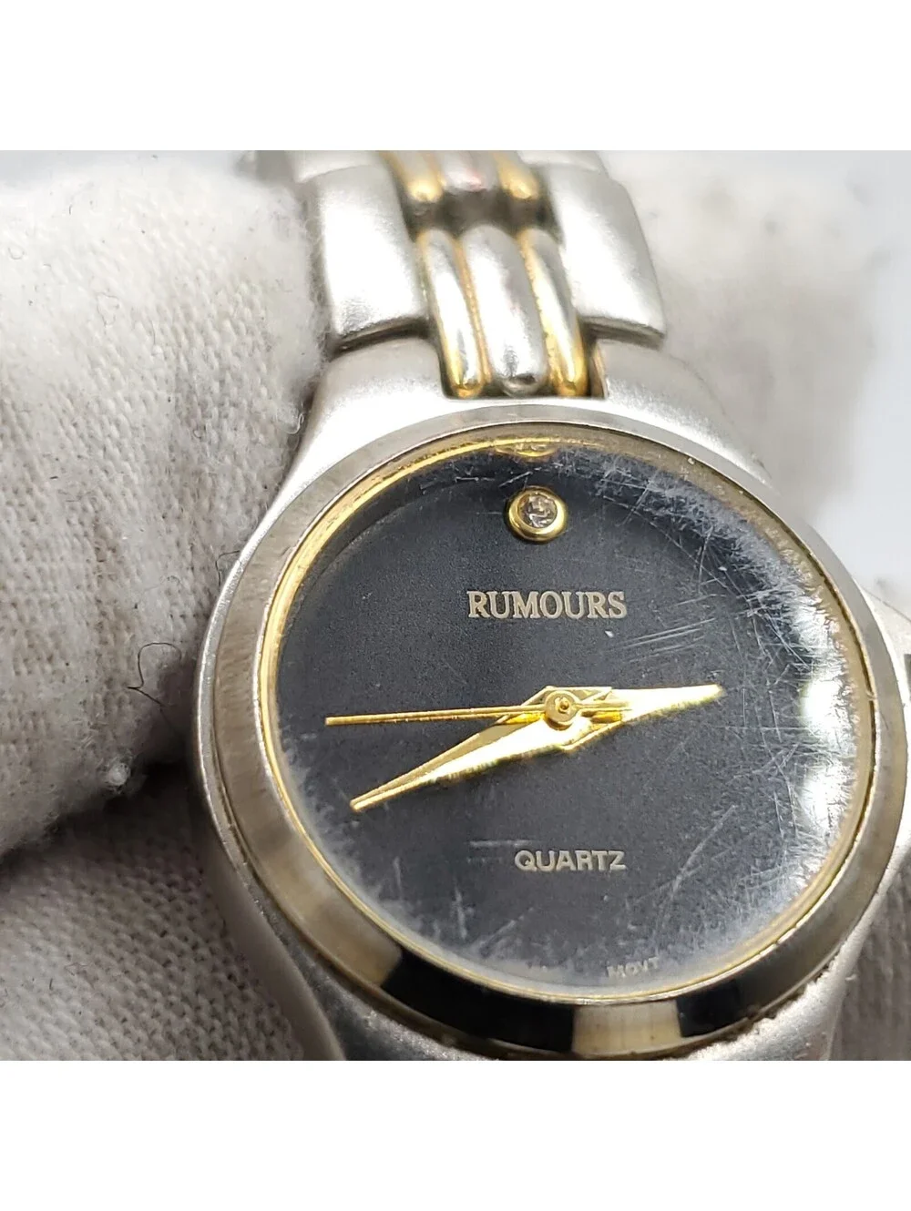 Rumours Quartz Watch Women 22mm Black Dial Two-Tone Round New Battery